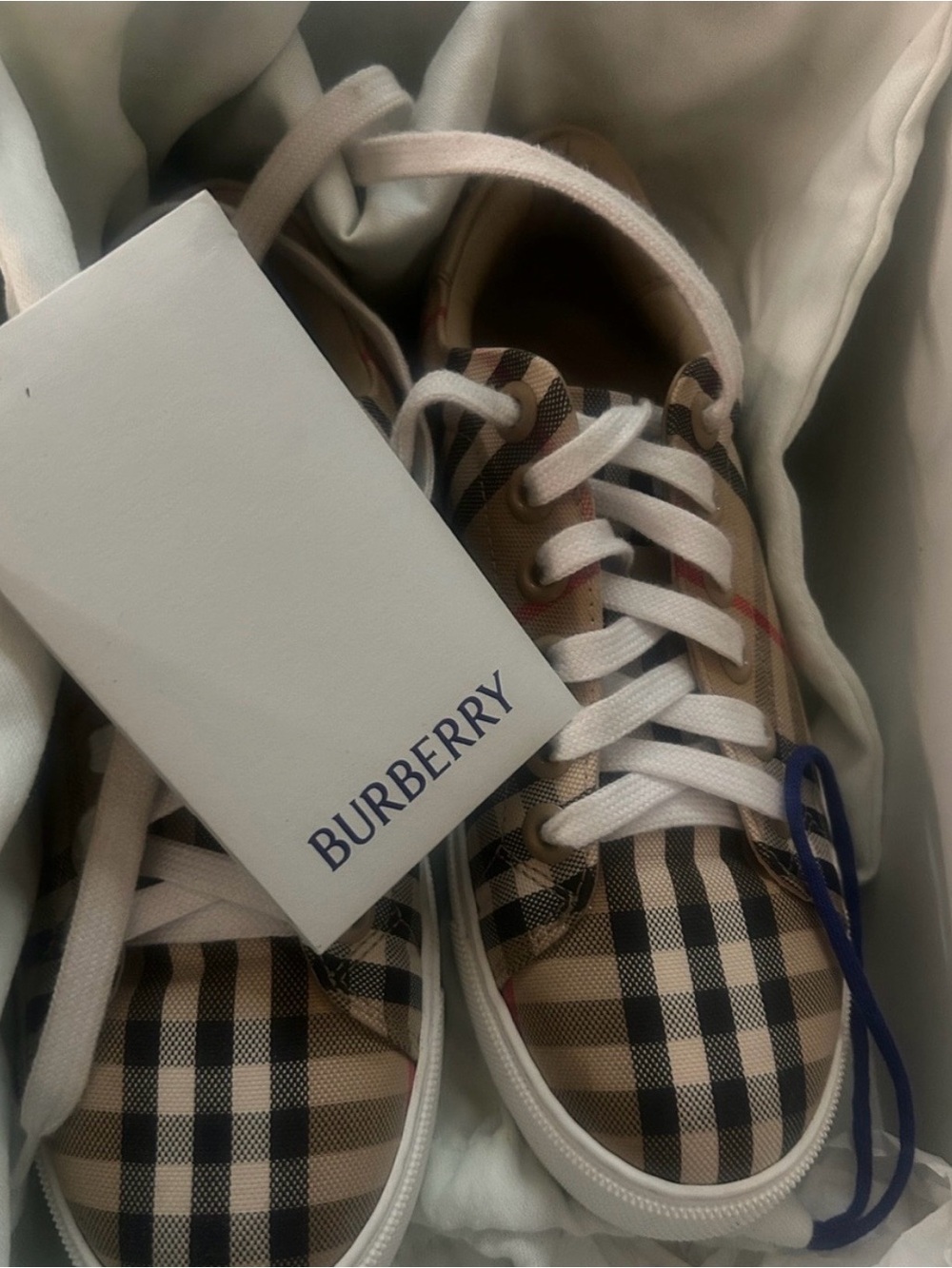 Burberry Beige and Black Signature Check Sneakers